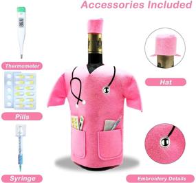 img 3 attached to Doctor & Nurse Gifts: CGRTEUNIE Wine Bag - Felt Wine Gifts Coat for Women | Perfect for Doctors' Family Party and Other Celebrations (Pink & Blue)