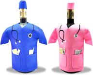 doctor & nurse gifts: cgrteunie wine bag - felt wine gifts coat for women | perfect for doctors' family party and other celebrations (pink & blue) логотип