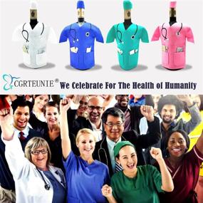 img 2 attached to Doctor & Nurse Gifts: CGRTEUNIE Wine Bag - Felt Wine Gifts Coat for Women | Perfect for Doctors' Family Party and Other Celebrations (Pink & Blue)