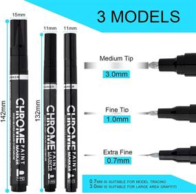 img 3 attached to 🖌️ Set of 3 Liquid Mirror Chrome Marker Paint Pens - DIY Silver Art Liquid Chrome Marker for Any Surface (0.7mm Tip)