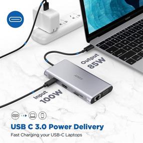 img 1 attached to KUKIY 10-in-1 USB C Hub for MacBook Pro/Air (Thunderbolt 3) - Ethernet, 4K 💻 HDMI, VGA, 2x USB 3.0, 2x USB 2.0, 100W PD, USB-C Data Port, SD/TF Docking Station