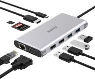 kukiy 10-in-1 usb c hub for macbook pro/air (thunderbolt 3) - ethernet, 4k 💻 hdmi, vga, 2x usb 3.0, 2x usb 2.0, 100w pd, usb-c data port, sd/tf docking station логотип