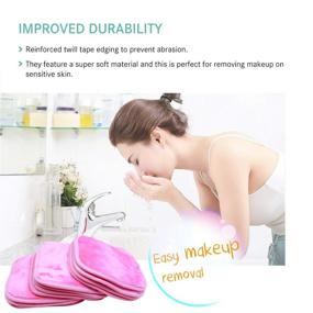 img 3 attached to 🌸 KODAMO Reusable Makeup Remover Cloth 12 Pack - Microfiber Facial Cleansing Towel for All Skin Types - Eco-friendly & Washable (Pink) with Laundry Bag Included!