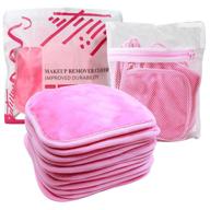 🌸 kodamo reusable makeup remover cloth 12 pack - microfiber facial cleansing towel for all skin types - eco-friendly & washable (pink) with laundry bag included! logo