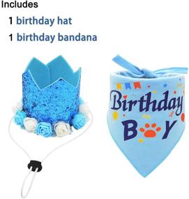 img 3 attached to 🐶 Medium to Large Dog Birthday Bandana Scarf, Hat, and Flower Headwear Set