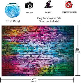 img 3 attached to 🎉 Funnytree 7x5ft Colorful Brick Wall Backdrop for 80's 90's Hip Hop Disco Birthday Wedding Graduation Themed Party Photography Background Retro Block Portrait Photo Studio Props Decorations Banner for SEO