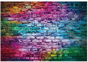 img 4 attached to 🎉 Funnytree 7x5ft Colorful Brick Wall Backdrop for 80's 90's Hip Hop Disco Birthday Wedding Graduation Themed Party Photography Background Retro Block Portrait Photo Studio Props Decorations Banner for SEO