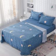 🌌 fadfay planet star constellation sheets: 100% cotton universe space bed sheet set queen, meteor moon printed sheet set, perfect for boy girls kids teen, navy deep pocket fitted sheet - 4 piece set logo