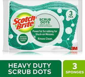 img 3 attached to 🧽 Scotch-Brite Heavy Duty Scrub Dots Sponge, Powerful Scrubbing, Rinses Clean, 3 Count