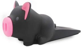img 4 attached to 🐷 Child Safety Cartoon Pig Door Stopper with Finger Protector, Resistant Grip, Cute and Creative Design (Black)