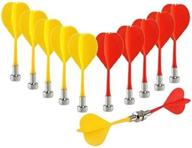 yalis magnetic darts - 12 packs of safety replacement dart game plastic darts in vibrant red and yellow logo