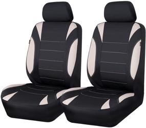 img 4 attached to 🚗 CAR PASS Holiday Sale Neoprene 6PCS Waterproof Front Seat Car Seat Covers Set - Universal Fit for Vehicles, with 5mm Composite Sponge Inside, Airbag Compatible - Black and Beige