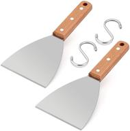 🔥 hasteel wooden griddle scraper set of 2 - stainless steel metal grill scrapers for food service and cleaning supplies логотип