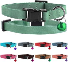 img 4 attached to 🐱 Murom Breakaway Cat Collar: Luxury Leather, Soft Adjustable Pet Kitten Collars with Bell in Assorted Colors