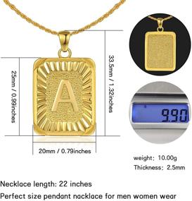 img 1 attached to 18K Gold Plated Initial Letter Pendant Necklace for Men, Women, Boys & Girls - A-Z Capital Initials Necklaces with Solid Rope Chains - 22 Inches