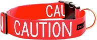 caution red color coded dog collar (s-m/l-xl) - prevent accidents by warning others of your dog in advance logo