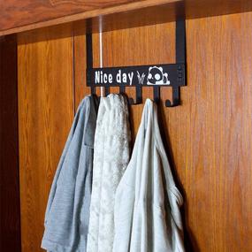 img 3 attached to HEACI 6-Hook Metal Key Holder and Cartoon Coat Hanger, Over-The-Door Wall Mount Entryway Keys Hooks, Removable, Black