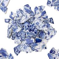 🔳 bulk blue and white ceramic mosaic tiles for diy crafts and home decoration (680g, 1.5 pound) - pattern 2 logo