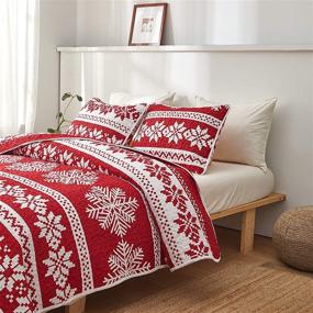 img 1 attached to Joyreap Christmas Snowflake Microfiber Bedspread Bedding