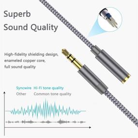 img 1 attached to 🔌 HiFi Нейлон Плетеный Aux Кабель 3.5мм Мужской к Женскому - Совместимый с Автомобильными Стереосистемами, Наушниками, Android Смартфонами, Echo Dot, Колонкой | 2 шт. по 1.5 фута