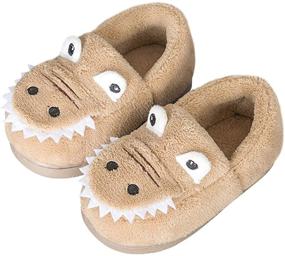 img 4 attached to Dinosaur Slippers for 🦖 Boys' Toddler Indoor Bedroom Shoes