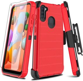 img 4 attached to 📱 Leptech Galaxy A11 Case with Soft TPU Screen Protector: Full Body Armor Protection in Vibrant Red