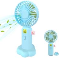 🌀 portable rechargeable handheld mini battery fan: adjustable wind speed usb desk fan for women girls – ideal for outdoor travel, sports, office, and home (blue, mini) logo