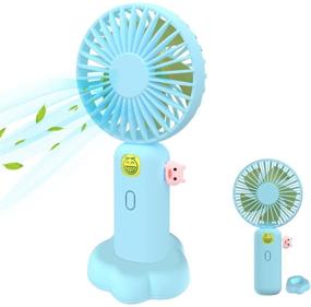 img 4 attached to 🌀 Portable Rechargeable Handheld Mini Battery Fan: Adjustable Wind Speed USB Desk Fan for Women Girls – Ideal for Outdoor Travel, Sports, Office, and Home (Blue, Mini)