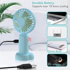 img 2 attached to 🌀 Portable Rechargeable Handheld Mini Battery Fan: Adjustable Wind Speed USB Desk Fan for Women Girls – Ideal for Outdoor Travel, Sports, Office, and Home (Blue, Mini)