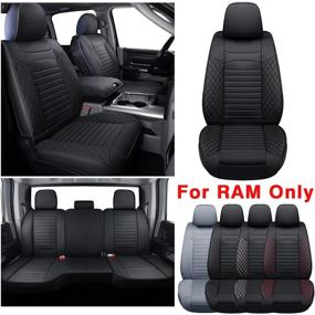 img 4 attached to 🚗 Luckyman Club X03-BHX Ram 1500 2500 3500 Full Set Seat Covers, Water-Resistant Faux Leather, Fit Regular Crew & Quad Cab (03-Full Set, Black)