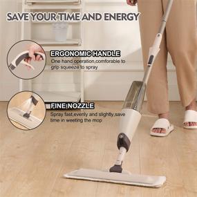 img 2 attached to 🧹 Eyliden Spray Mop - Efficient Wet and Dry Floor Cleaning with Large Water Tank and Microfiber Pads - Ideal for Wood, Hardwood, Laminate, and Ceramic Tiles (Brown)