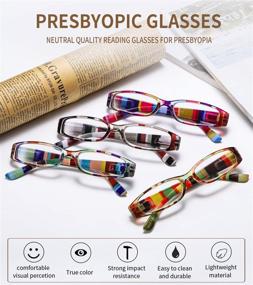 img 3 attached to Trendy Women's Reading Glasses Set - 4 Pairs of Fashionable Pattern-Print Eyeglasses with Spring Hinges +2.5 Power