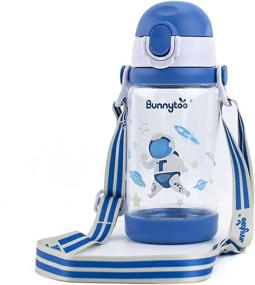 img 3 attached to 🐰 Bunnytoo Kids Sport Water Bottle 16oz, Straw Lid, Spout Lid, Reusable Travel Bottle, Tritan & BPA Free, Soft Silicone Spout, Easy to Suck, Leak Proof Cup, Shoulder Strap, Blue