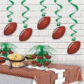 img 1 attached to 🏈 Beistle Football Hanging Swirls: Decorate with Style - 5 Pcs in 1 Pack, Brown/Green/White