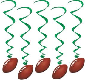 img 4 attached to 🏈 Beistle Football Hanging Swirls: Decorate with Style - 5 Pcs in 1 Pack, Brown/Green/White