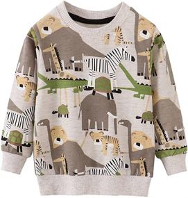 img 4 attached to 🌬️ Long Sleeve Cartoon Crewneck Sweatshirts for Boys - Winter Warm Toddler Kids Pullover Shirt 3T-8T