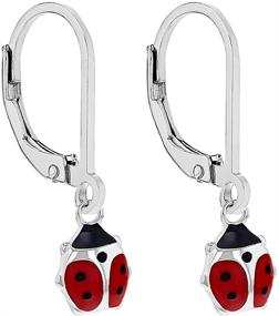 img 3 attached to 🐞 925 Sterling Silver Enamel Ladybug Leverback Dangle Earrings in Red & Black - Fashionable & Trendy for Little Girls & Young Pre-Teens | Safe for Sensitive Ears