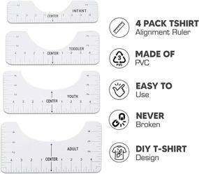 img 3 attached to Enhance Sublimation Designs with T-Shirt Alignment Ruler - Vinyl T-Shirt Ruler Guide Tool for Perfect 👕 Size and Placement - Includes Size Chart for Sublimation Business - Adult, Youth, Toddler, Infant (4 Rulers)