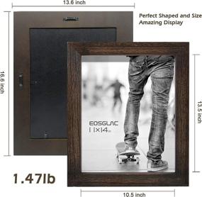 img 2 attached to Rustic 11x14 Wooden Picture Frame with Plexiglass Front for Wall Display - Weathered Dark Brown Reclaimed Look by Eosglac