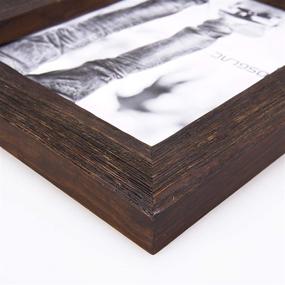 img 3 attached to Rustic 11x14 Wooden Picture Frame with Plexiglass Front for Wall Display - Weathered Dark Brown Reclaimed Look by Eosglac