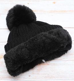 img 2 attached to 🧒 MIRMARU Kids Girls & Boys Soft Winter Knitted Beanie Hats with Faux Fur Pom Pom and Sherpa Lining - Warm & Cute Headwear for Ages 3-6