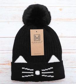 img 1 attached to 🧒 MIRMARU Kids Girls & Boys Soft Winter Knitted Beanie Hats with Faux Fur Pom Pom and Sherpa Lining - Warm & Cute Headwear for Ages 3-6