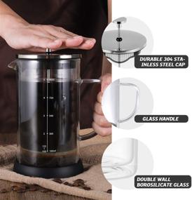 img 1 attached to VEVOK CHEF Glass French Press Coffee Maker - 34 Ounce Double Wall Insulated Heat Resistant Glass Tea Coffee Press with 2 Extra Screens, Glass Handle, Non-slip Silicone Base