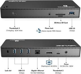 img 3 attached to WAVLINK Торговая станция Thunderbolt 3: Зарядка 85W, 2x Thunderbolt 3 🖥️ (40Гб/с), 4K@60Гц дисплей, USB 3.0, слот для SD-карты, LAN - совместимость с Mac/Windows