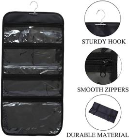 img 2 attached to 🧳 WODISON Black Foldable Clear Hanging Travel Toiletry Bag Cosmetic Organizer Storage