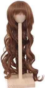 img 1 attached to 👩 MUZI WIG Парик для куклы BJD 1/3: вьющийся, термостойкие волокна, темно-коричневый с длинными блондинистыми волосами и плотной челкой