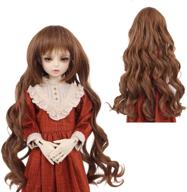 👩 muzi wig 1/3 bjd doll hair wig: curly, heat-resistant fiber, dark brown with long blonde hair and full fringe logo
