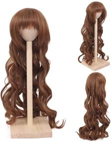 img 3 attached to 👩 MUZI WIG 1/3 BJD Doll Hair Wig: Curly, Heat-Resistant Fiber, Dark Brown with Long Blonde Hair and Full Fringe
