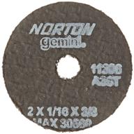 🔪 norton gemini small diameter aluminum oxide reinforced abrasive flat cut-off wheel, type 01, 2 inch diameter x 1/16 inch thickness, pack of 5, with 3/8 inch arbor logo