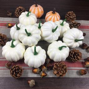 img 2 attached to Harvest Fall Decor: 10 Pcs White Foam Pumpkins for Autumn & Halloween